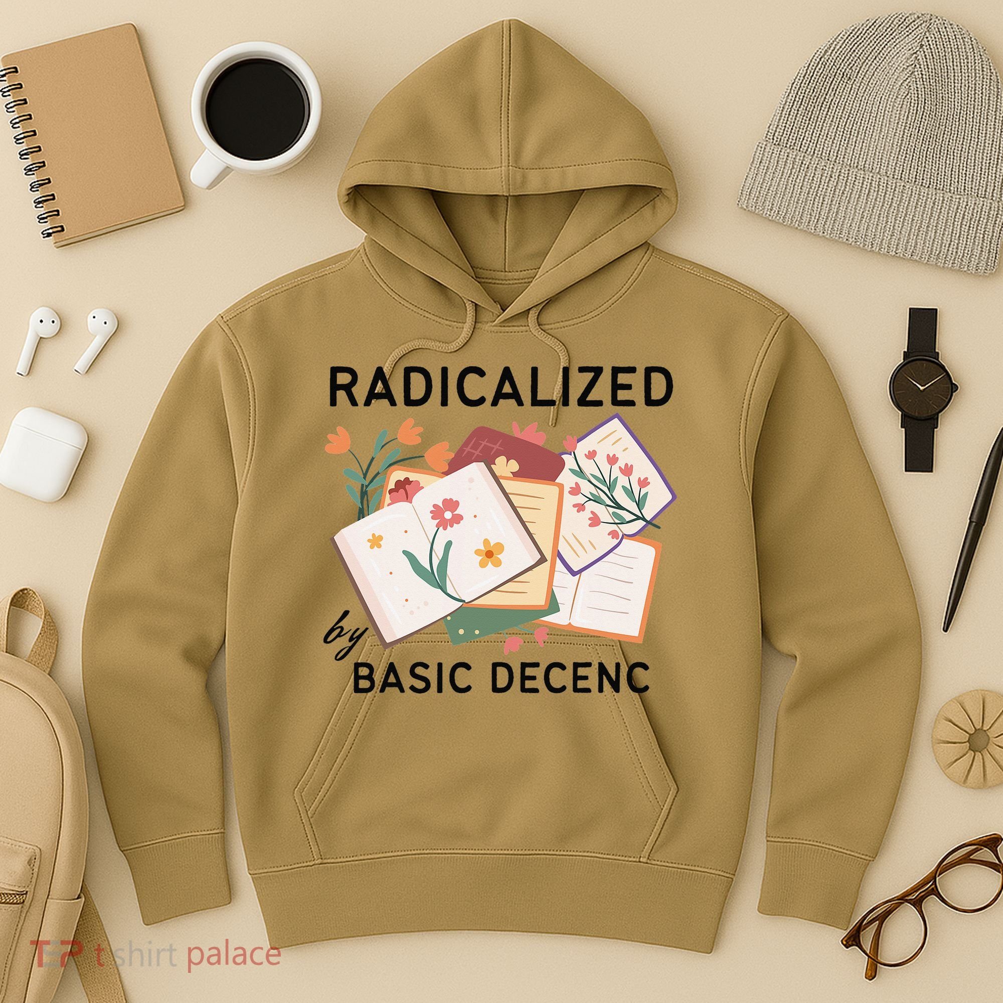 Radicalized By Basic Decency Book Flower Hoodie