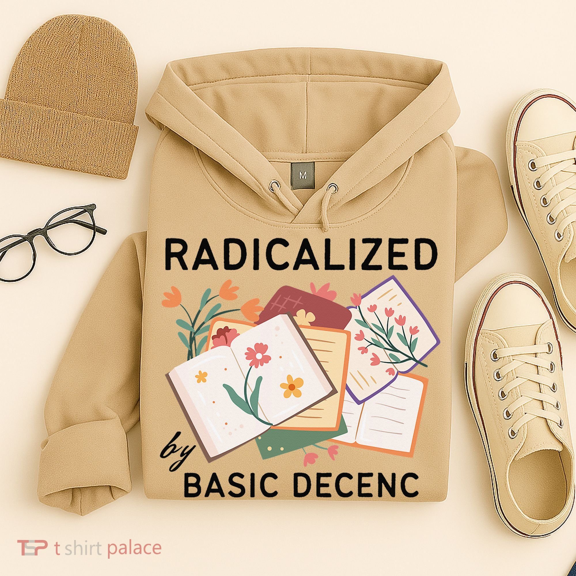 Radicalized By Basic Decency Book Flower Hoodie