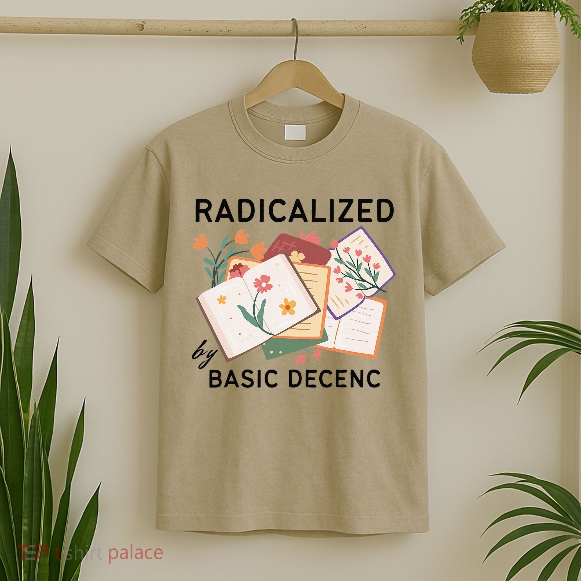Radicalized By Basic Decency Book Flower T-Shirt