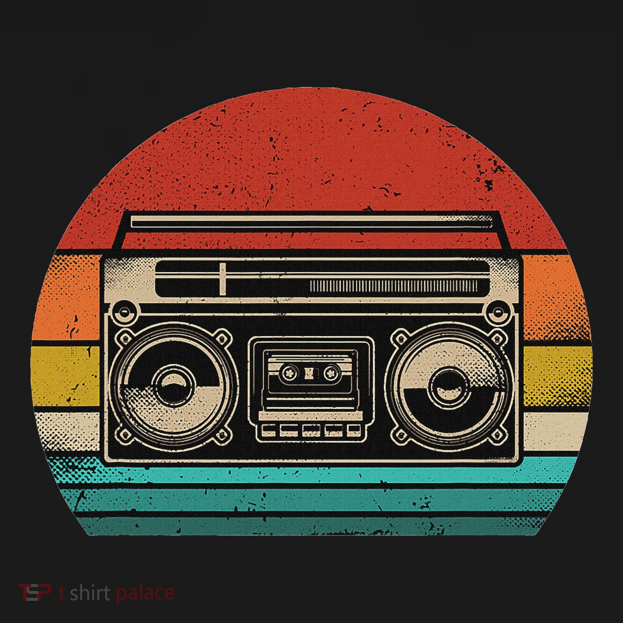 Retro Boombox Cassette Player Radio 80s Music Vintage Style T-Shirt