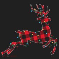 Red & Black Christmas Buffalo Plaid Deer Xmas Holiday Beanie thumb 2