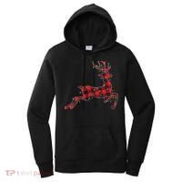 Red & Black Christmas Buffalo Plaid Deer Xmas Holiday Women's Hoodie thumb 0