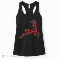Red & Black Christmas Buffalo Plaid Deer Xmas Holiday Women's Tank Top thumb 0