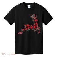 Red & Black Christmas Buffalo Plaid Deer Xmas Holiday Kids T-Shirt thumb 0