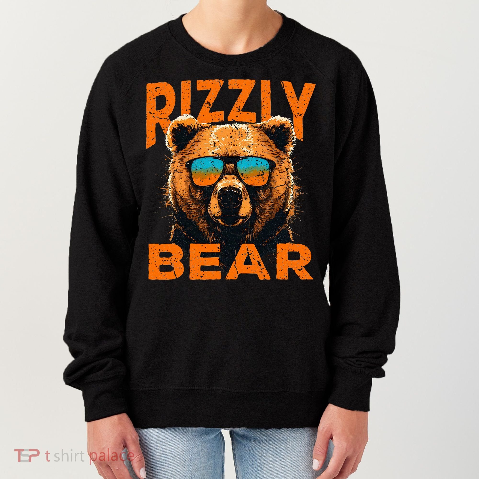 Rizzly Bear Cool Grizzly Bear Wearing Sunglasses Women's Sweatshirt