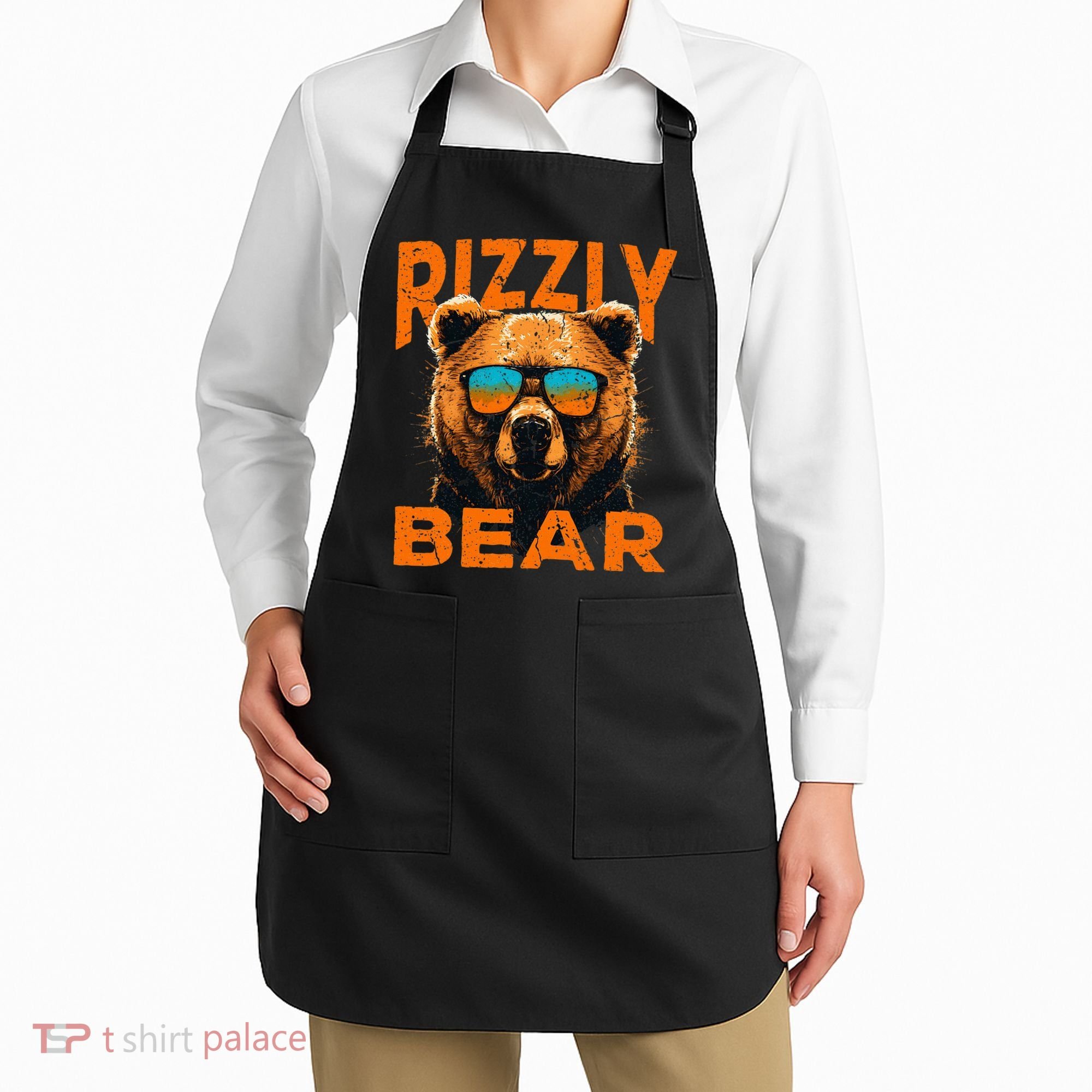 Rizzly Bear Cool Grizzly Bear Wearing Sunglasses Apron