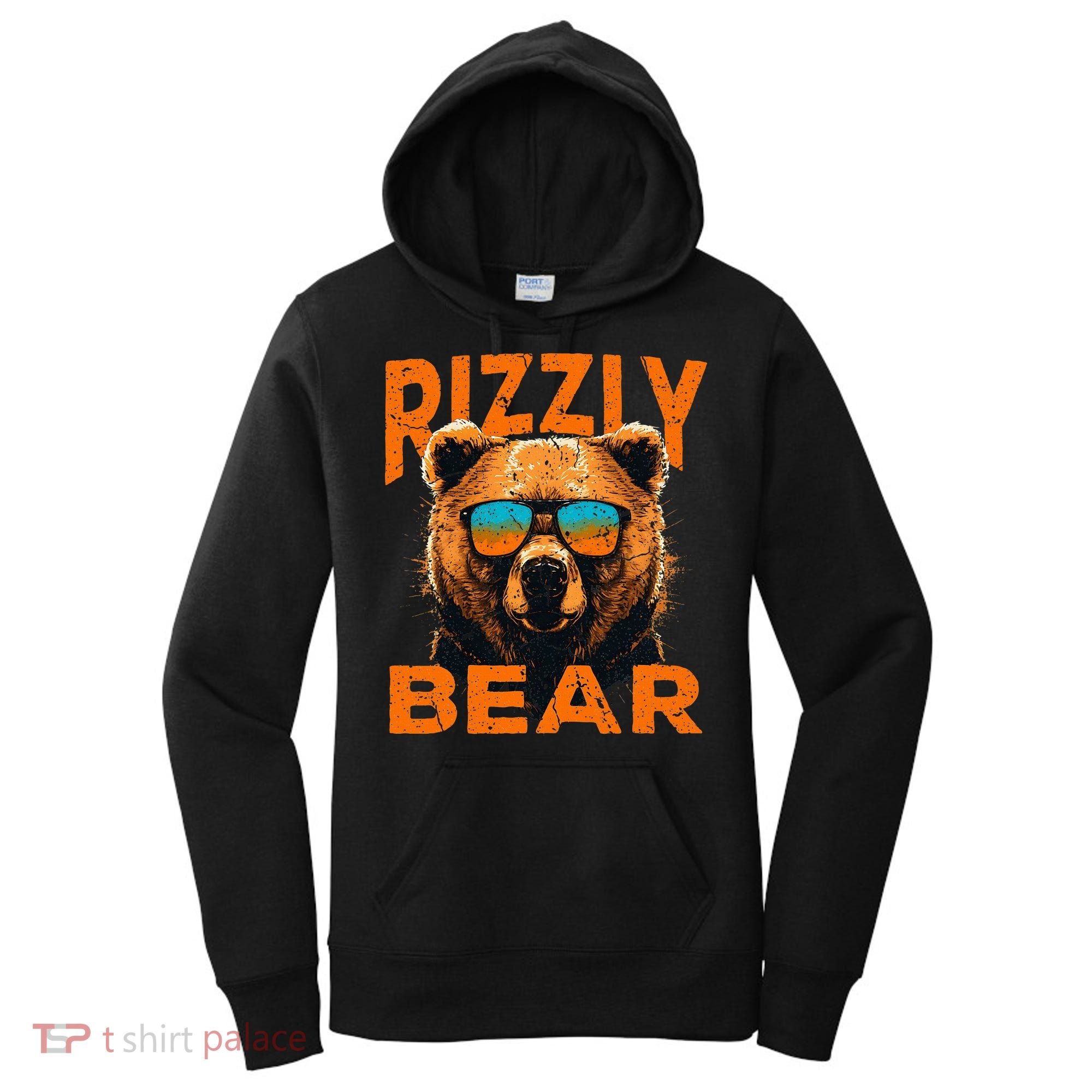 Rizzly Bear Cool Grizzly Bear Wearing Sunglasses Women's Hoodie