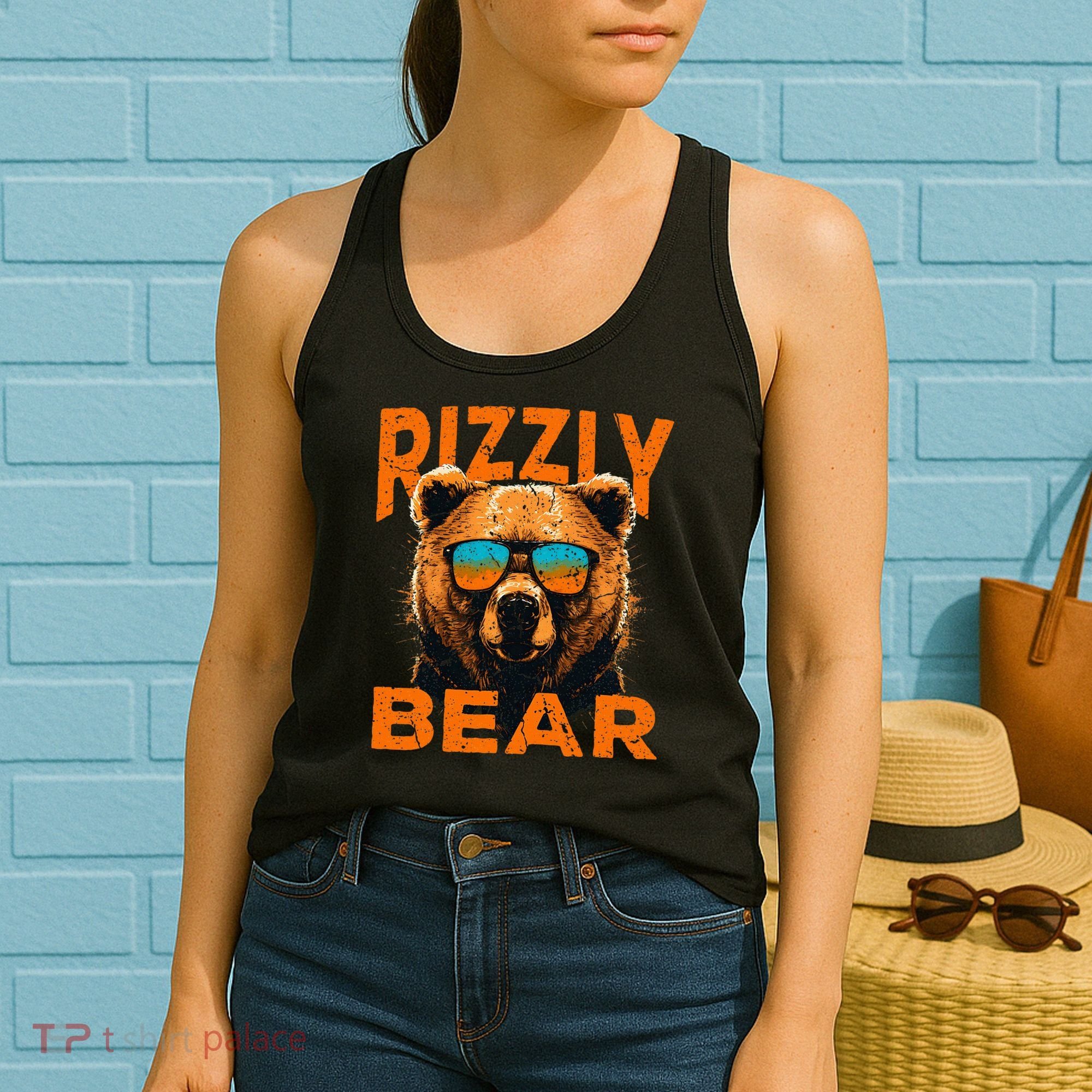 Rizzly Bear Cool Grizzly Bear Wearing Sunglasses Women's Tank Top