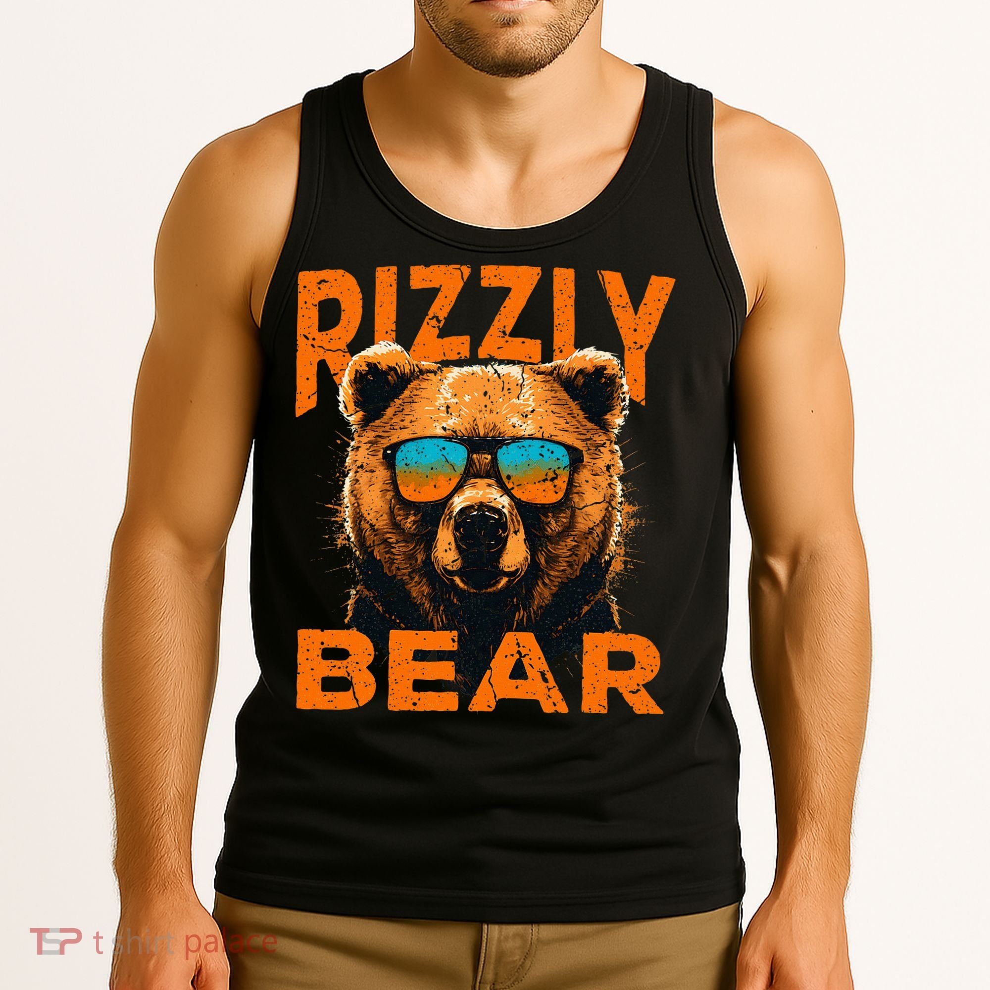 Rizzly Bear Cool Grizzly Bear Wearing Sunglasses Tank Top