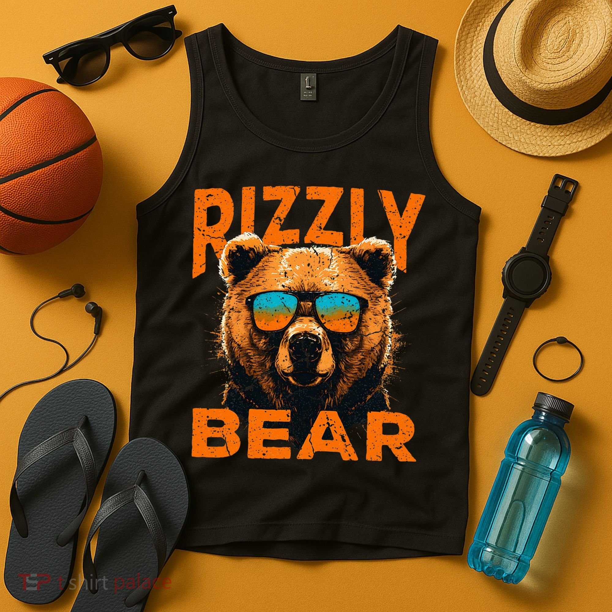 Rizzly Bear Cool Grizzly Bear Wearing Sunglasses Tank Top