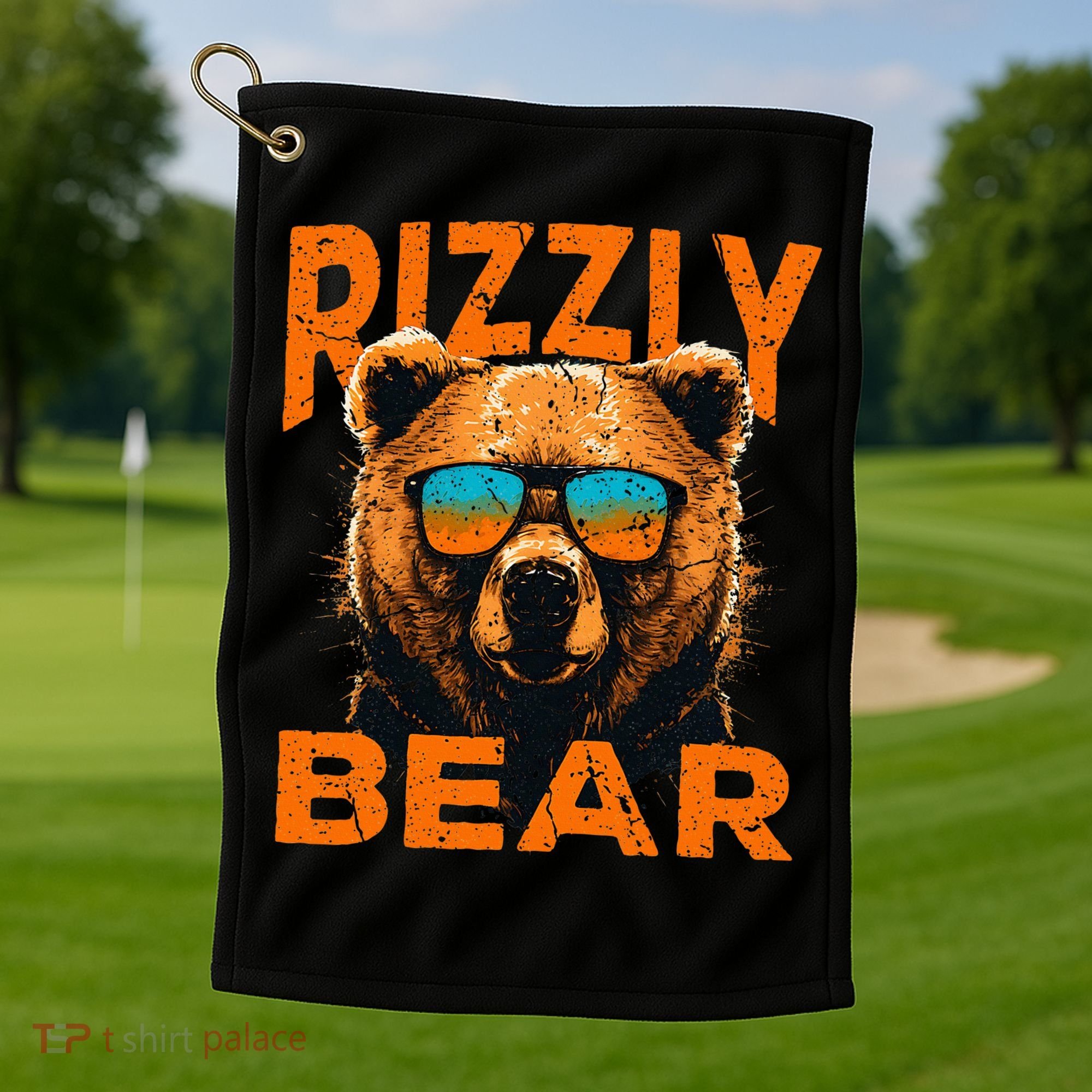 Rizzly Bear Cool Grizzly Bear Wearing Sunglasses Golf Towel
