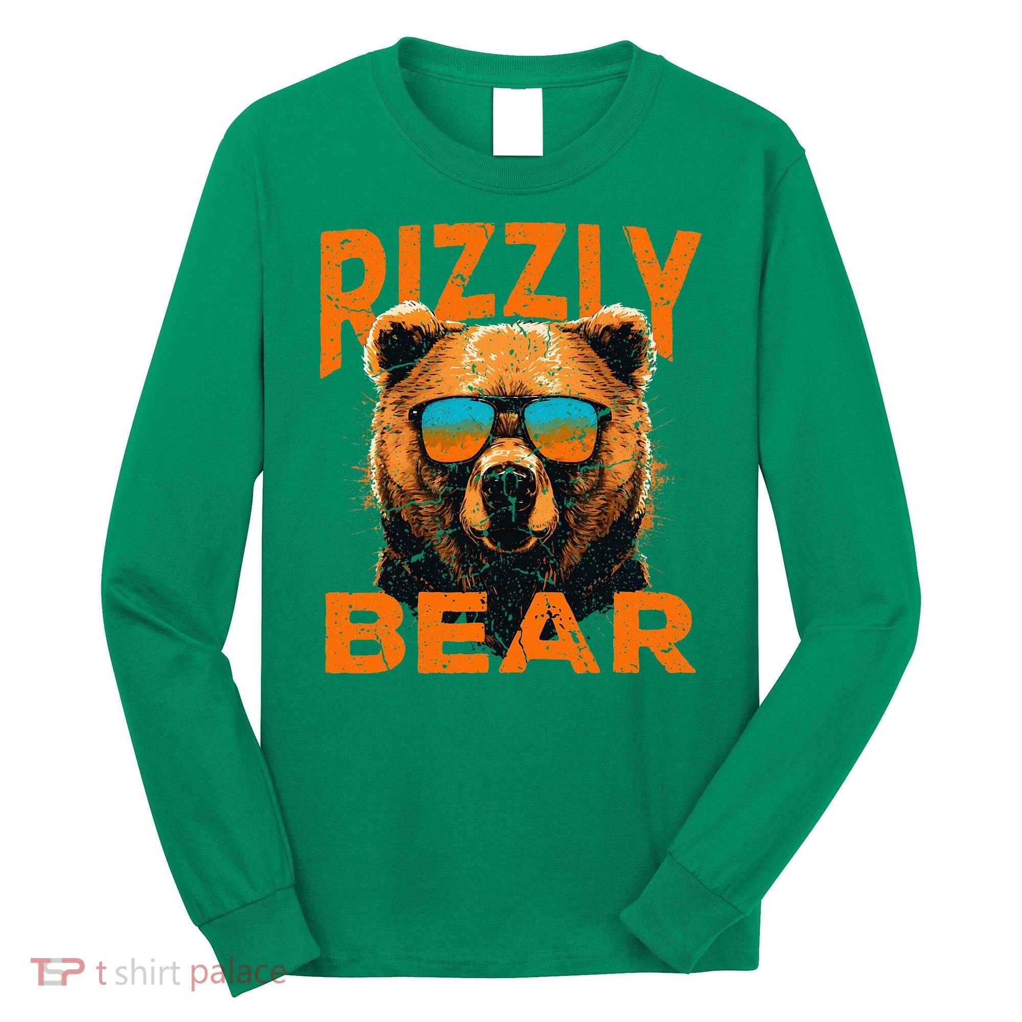 Rizzly Bear Cool Grizzly Bear Wearing Sunglasses Long Sleeve Shirt