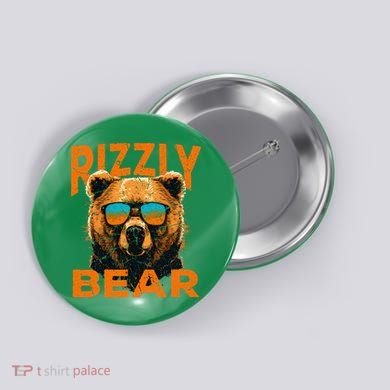 Rizzly Bear Cool Grizzly Bear Wearing Sunglasses Button