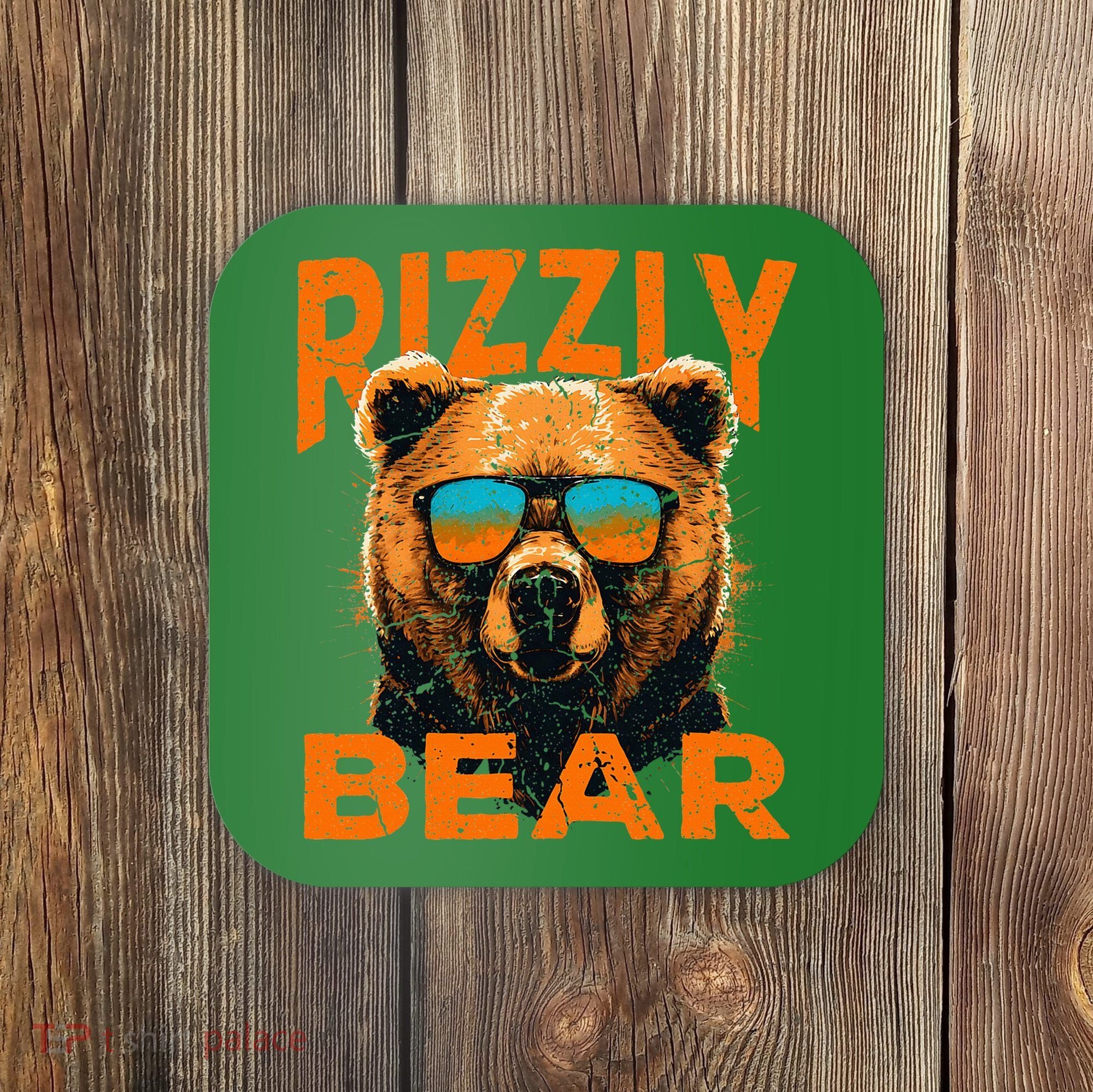 Rizzly Bear Cool Grizzly Bear Wearing Sunglasses Coaster