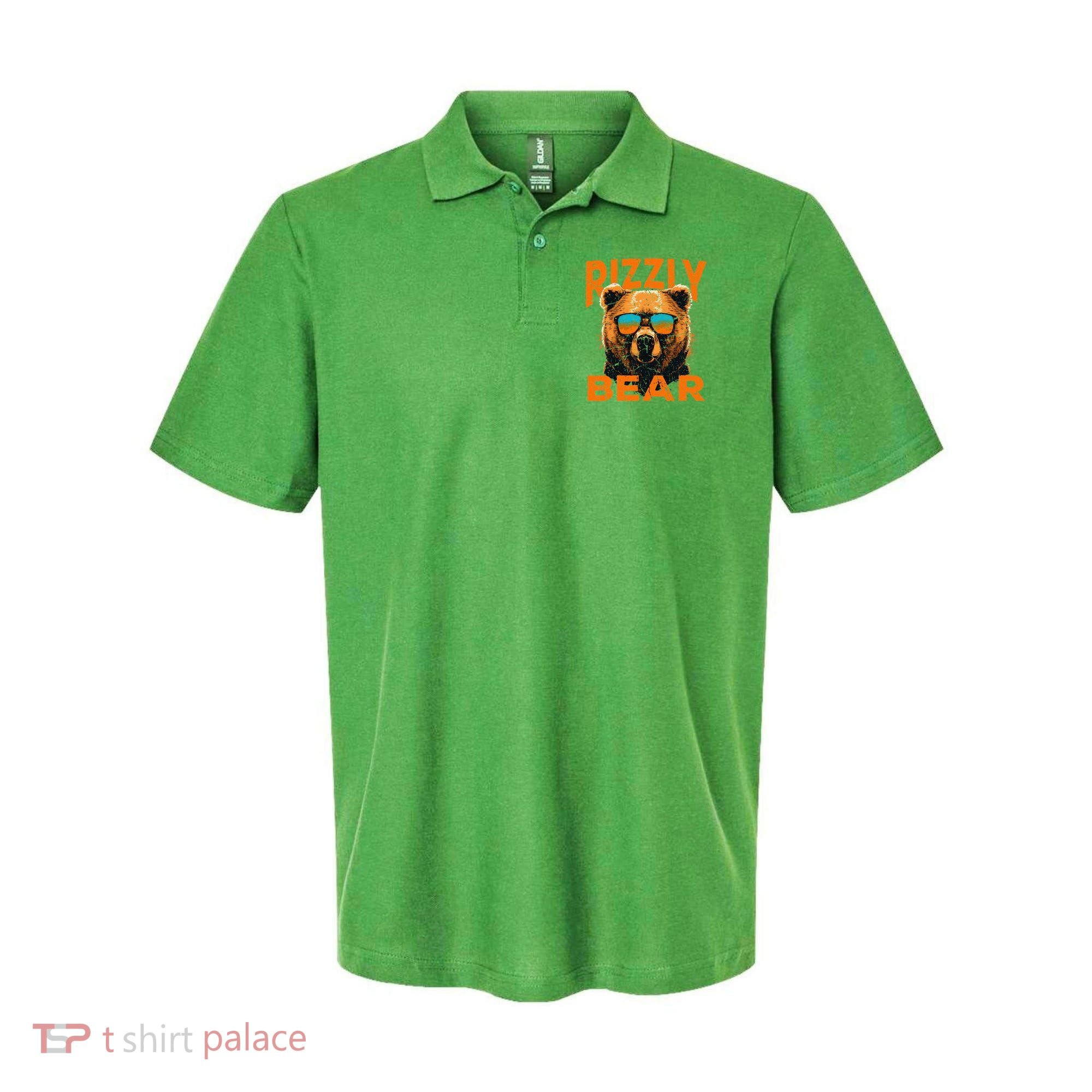 Rizzly Bear Cool Grizzly Bear Wearing Sunglasses Polo