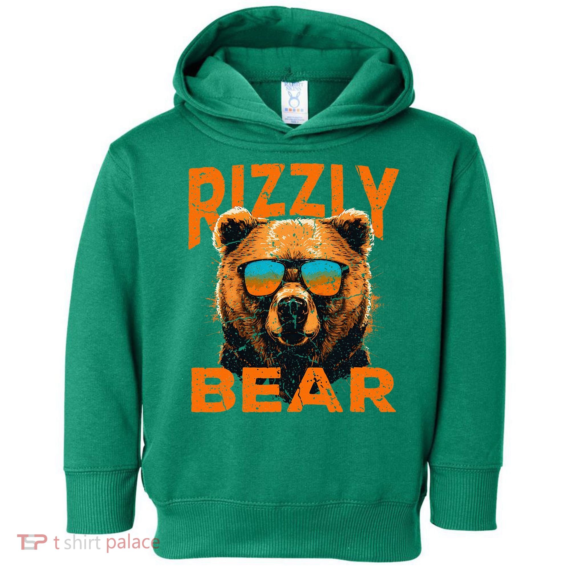 Rizzly Bear Cool Grizzly Bear Wearing Sunglasses Toddler Hoodie