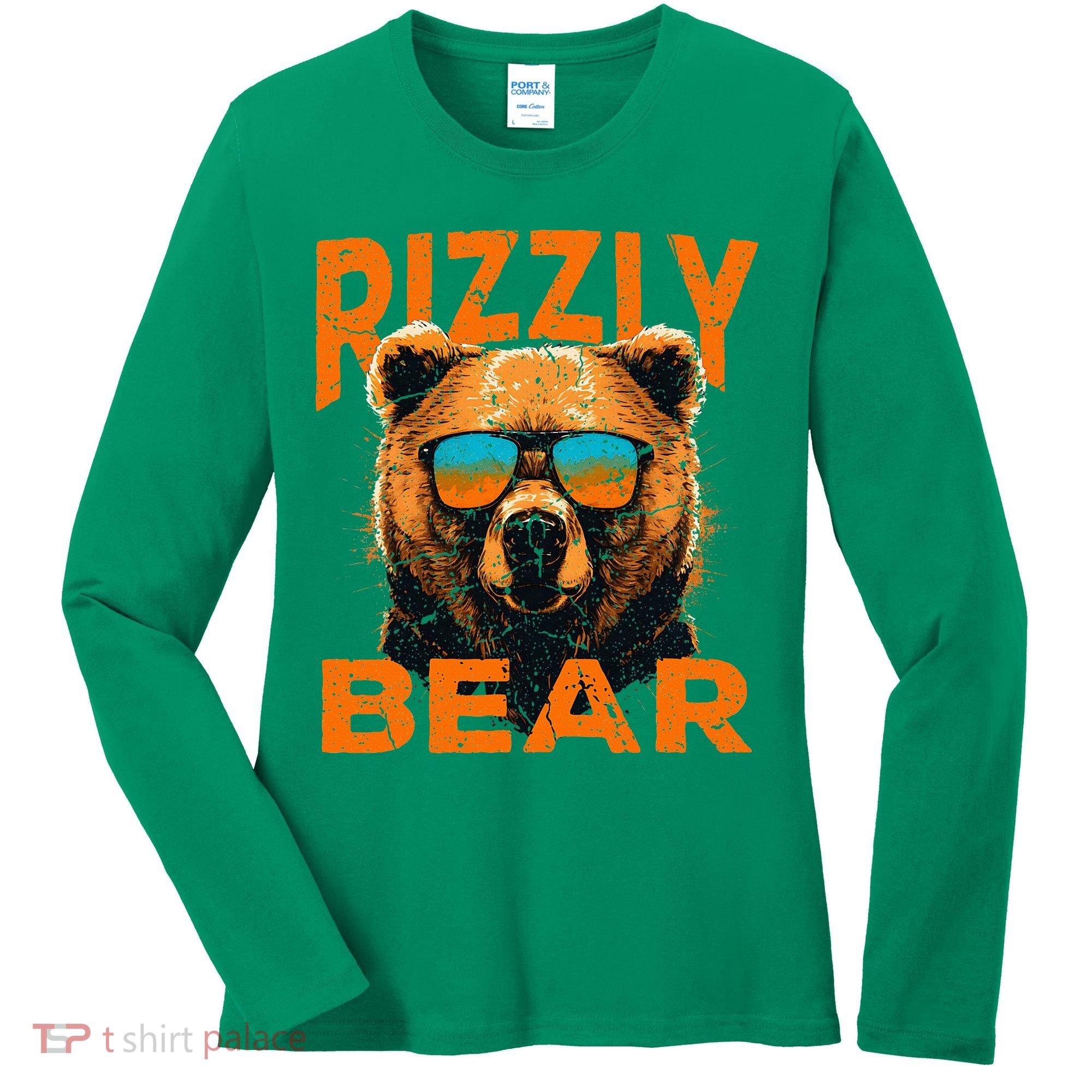 Rizzly Bear Cool Grizzly Bear Wearing Sunglasses Women's Long Sleeve Shirt
