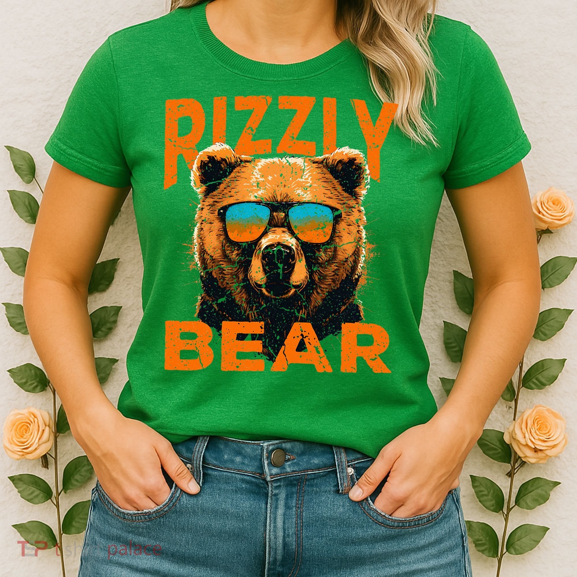 Rizzly Bear Cool Grizzly Bear Wearing Sunglasses Women's T-Shirt
