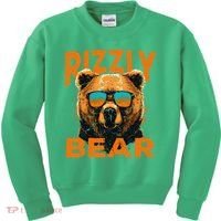 Rizzly Bear Cool Grizzly Bear Wearing Sunglasses Kids Sweatshirt thumb 0