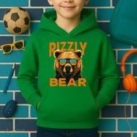 Rizzly Bear Cool Grizzly Bear Wearing Sunglasses Kids Hoodie thumb 2