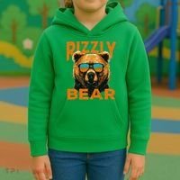 Rizzly Bear Cool Grizzly Bear Wearing Sunglasses Kids Hoodie thumb 3