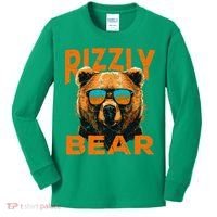 Rizzly Bear Cool Grizzly Bear Wearing Sunglasses Kids Long Sleeve Shirt thumb 0