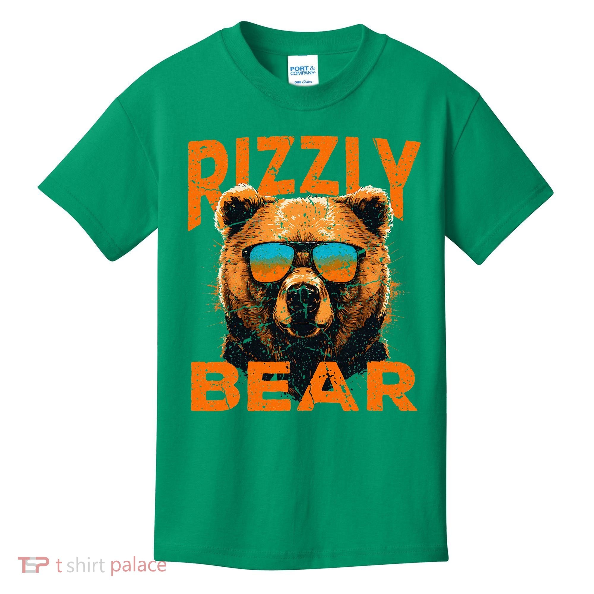 Rizzly Bear Cool Grizzly Bear Wearing Sunglasses Kids T-Shirt