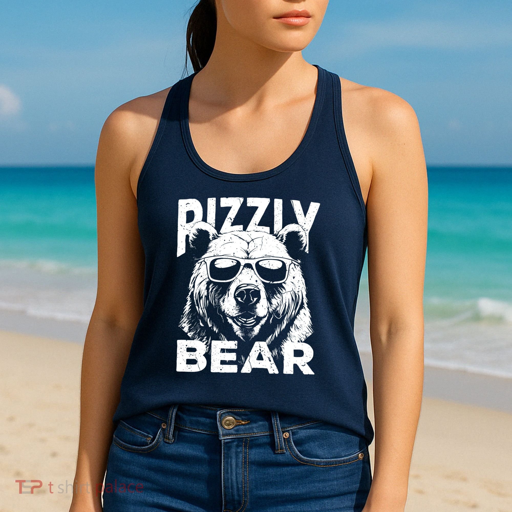 Rizzly Bear Cool Bear Wearing Sunglasses Rizz For Boy Women's Tank Top