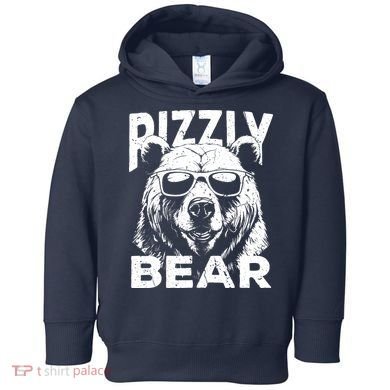 Rizzly Bear Cool Bear Wearing Sunglasses Rizz For Boy Toddler Hoodie
