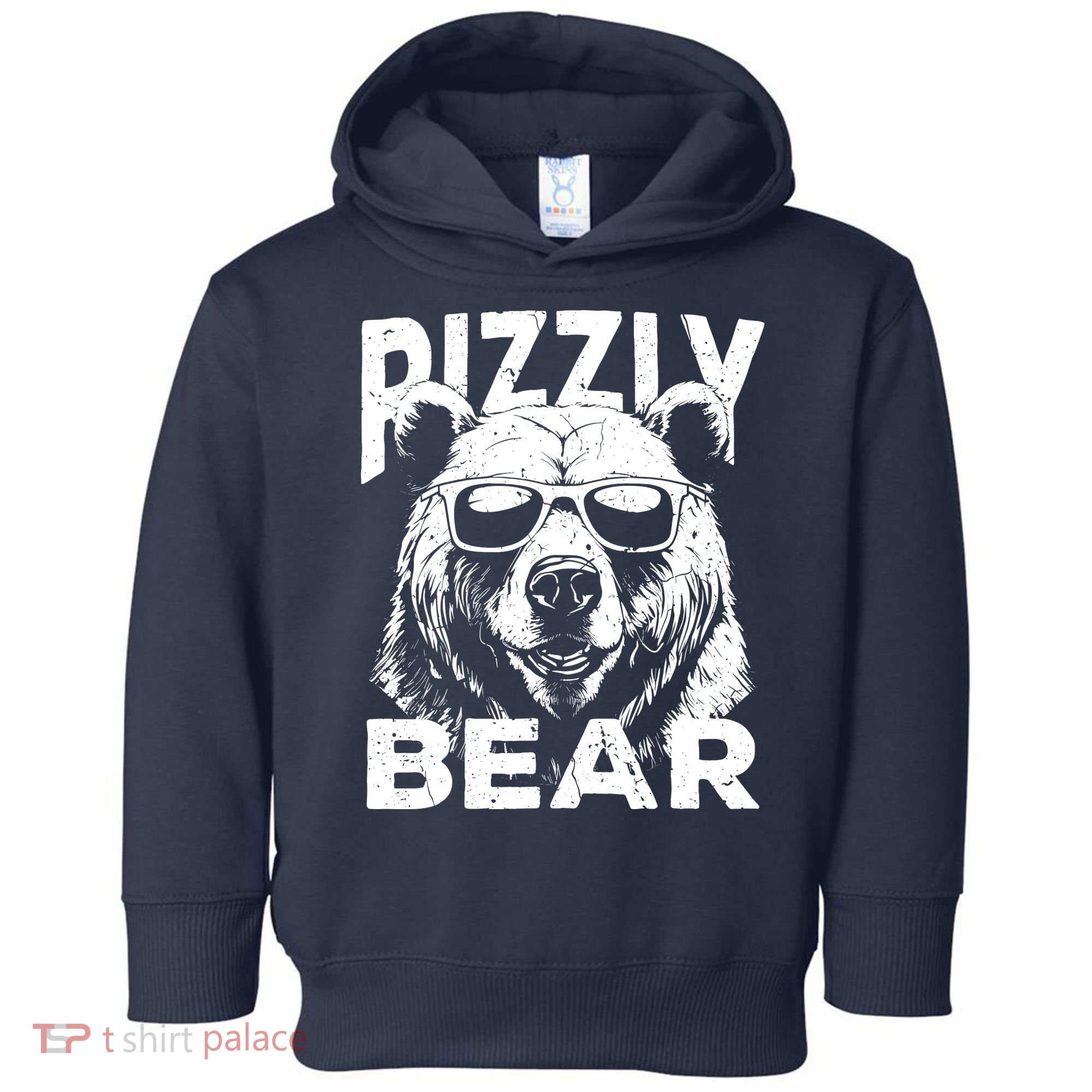 Rizzly Bear Cool Bear Wearing Sunglasses Rizz For Boy Toddler Hoodie