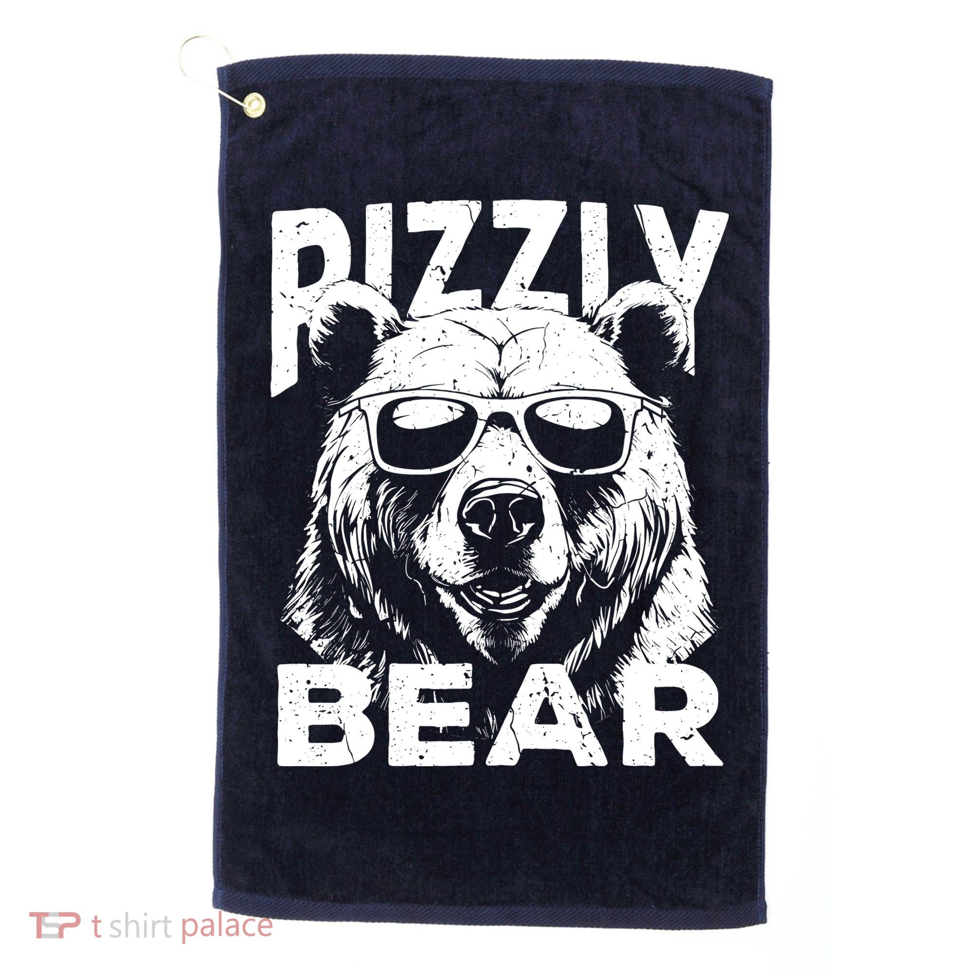 Rizzly Bear Cool Bear Wearing Sunglasses Rizz For Boy Golf Towel