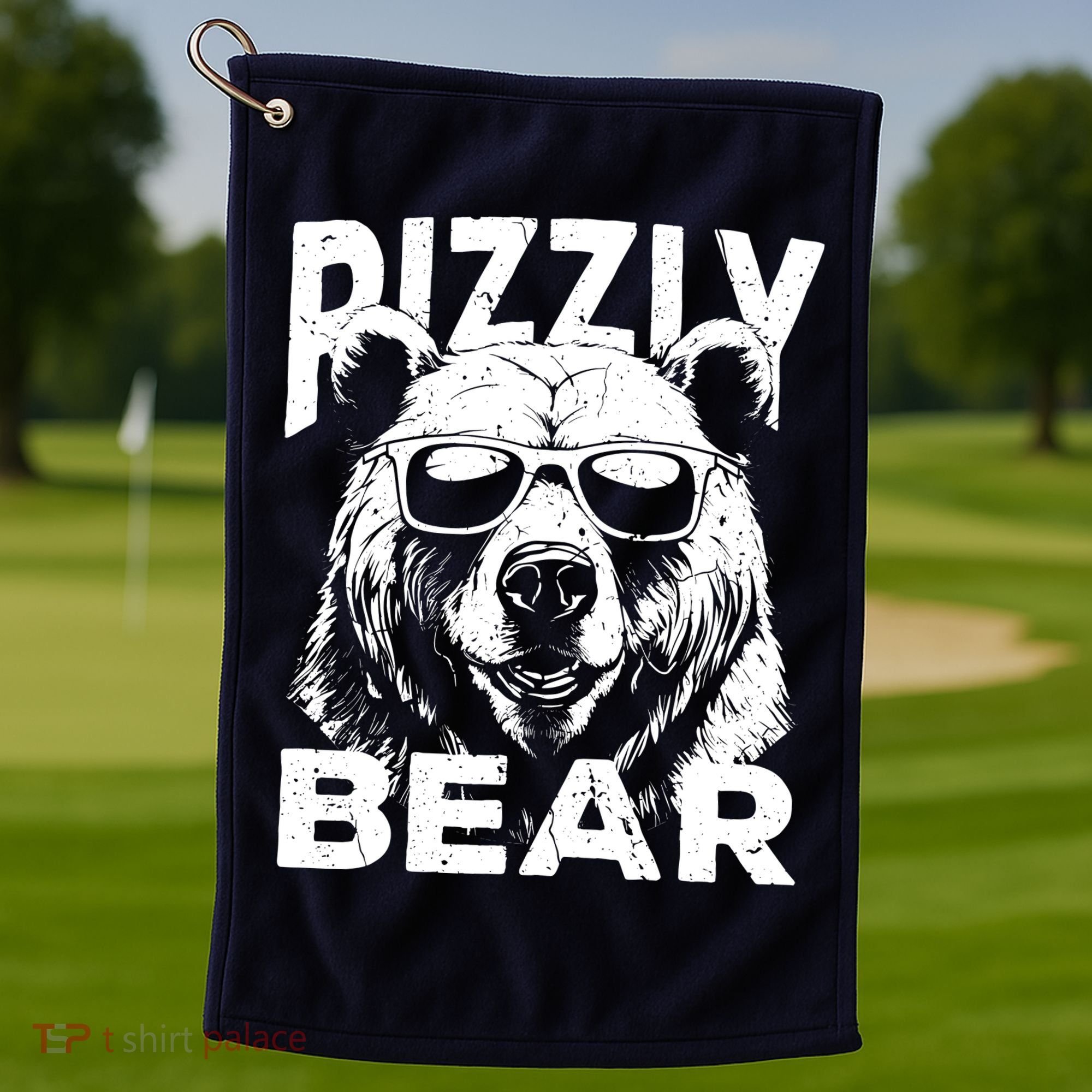 Rizzly Bear Cool Bear Wearing Sunglasses Rizz For Boy Golf Towel