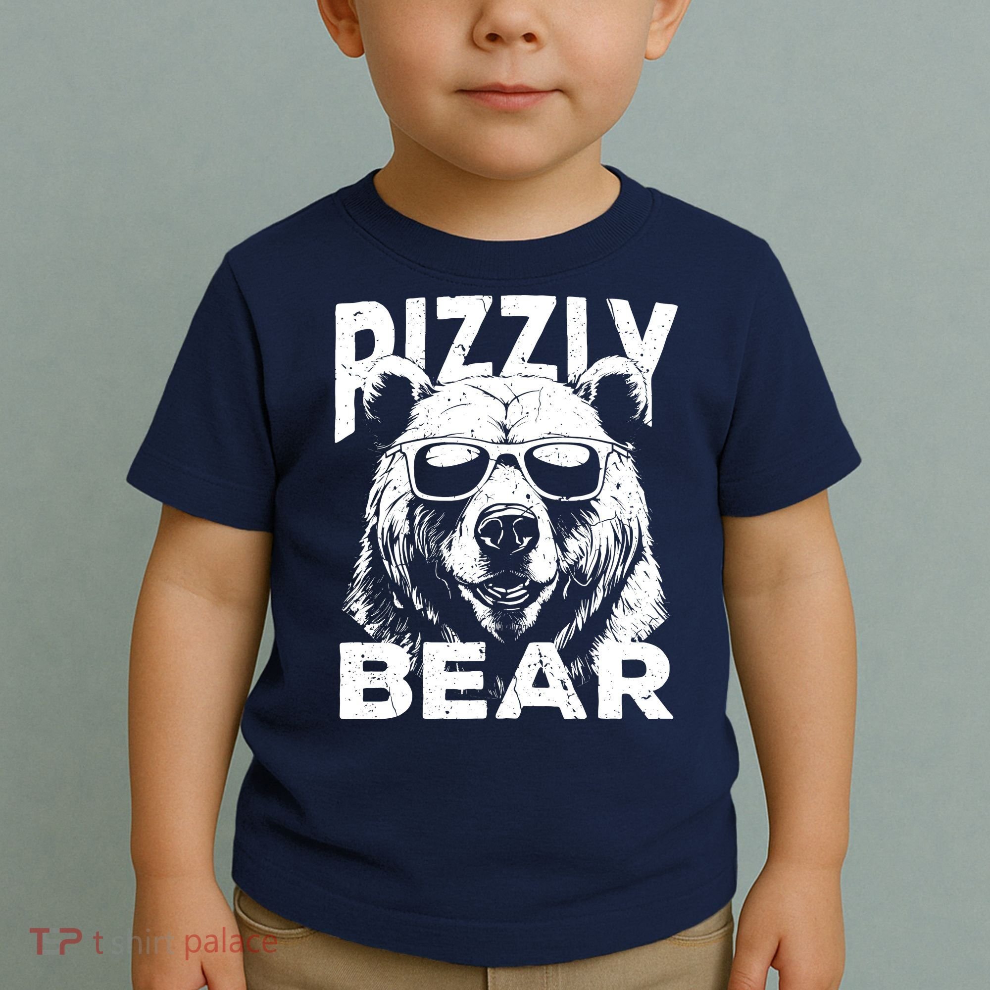 Rizzly Bear Cool Bear Wearing Sunglasses Rizz For Boy Toddler T-Shirt