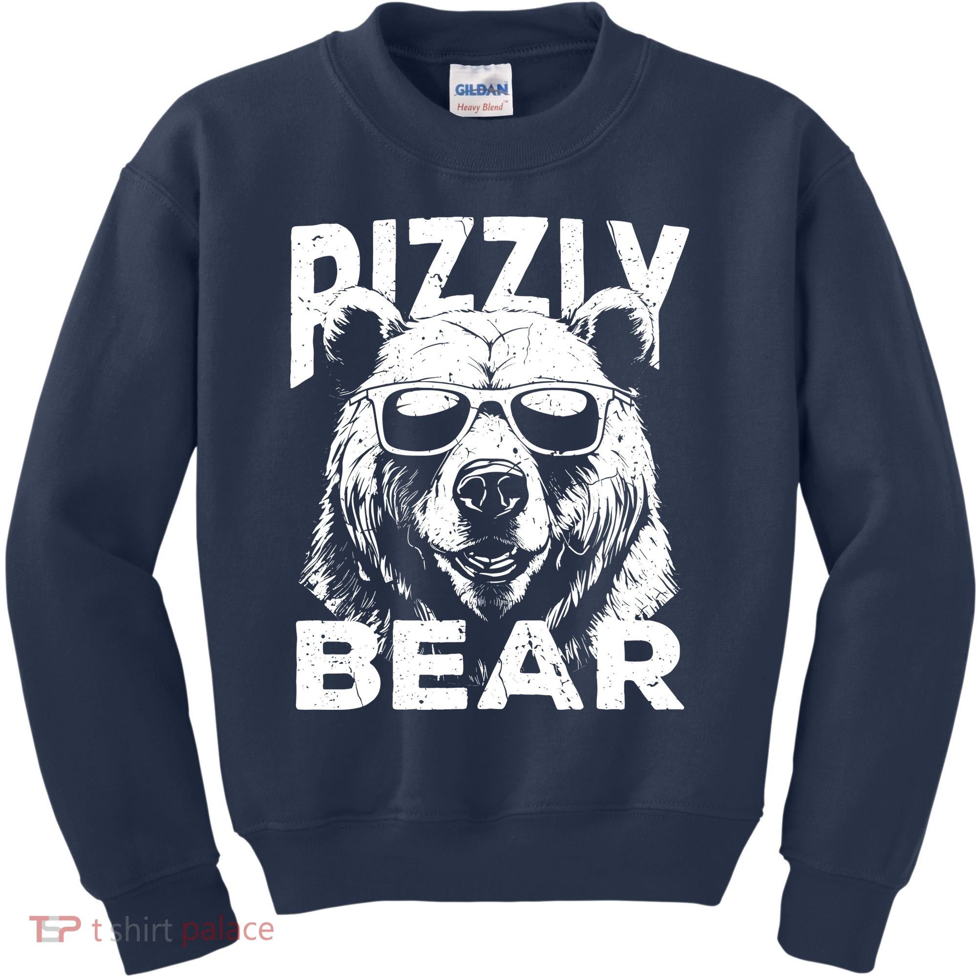 Rizzly Bear Cool Bear Wearing Sunglasses Rizz For Boy Kids Sweatshirt