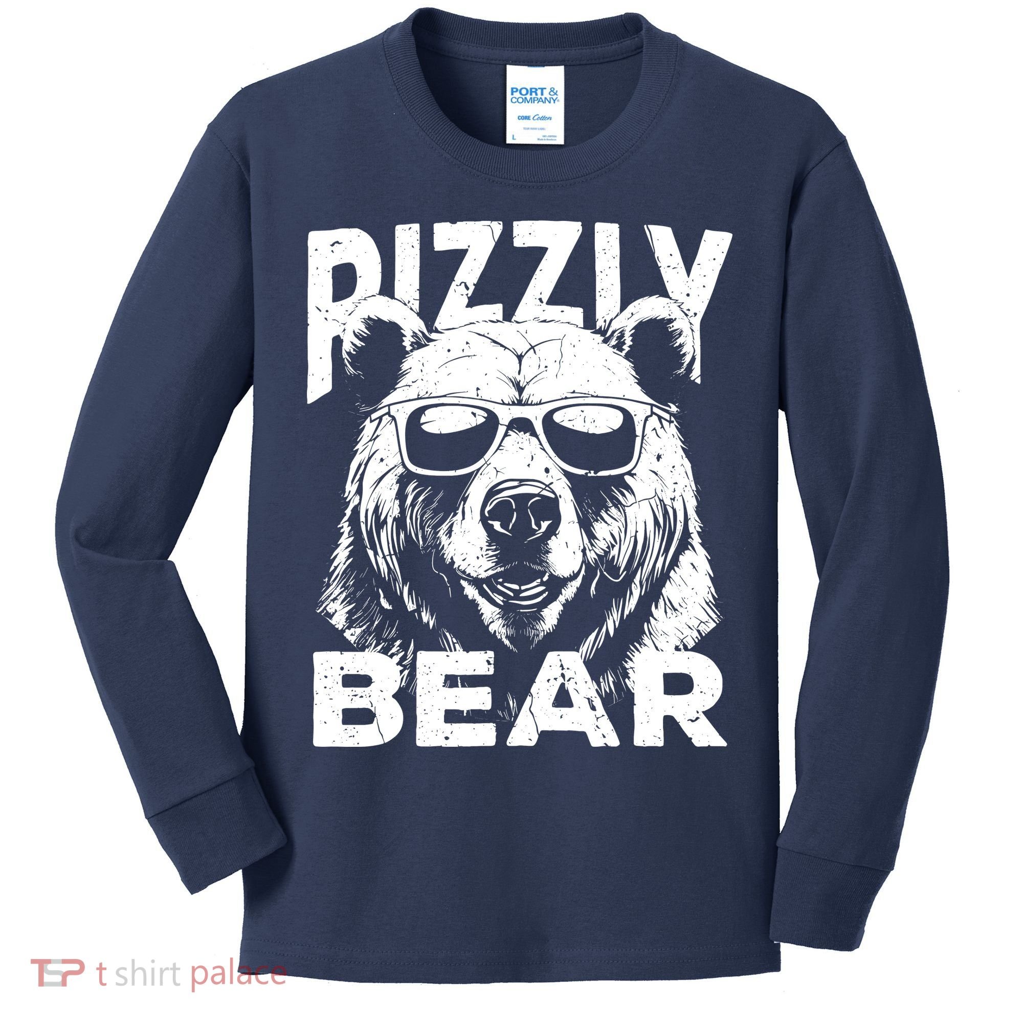 Rizzly Bear Cool Bear Wearing Sunglasses Rizz For Boy Kids Long Sleeve Shirt