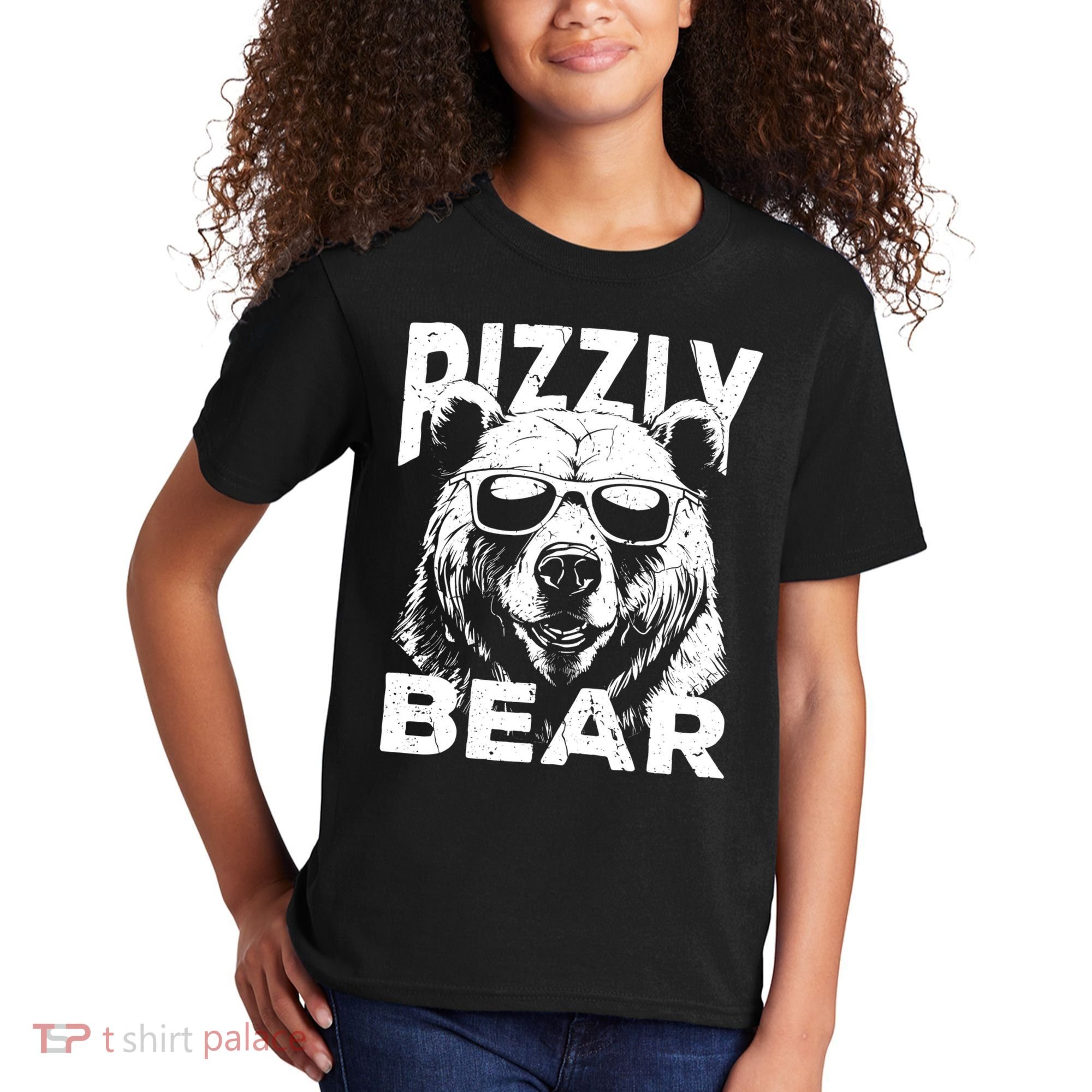 Rizzly Bear Cool Bear Wearing Sunglasses Rizz For Boy Kids T-Shirt