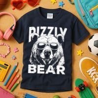 Rizzly Bear Cool Bear Wearing Sunglasses Rizz For Boy Kids T-Shirt thumb 3