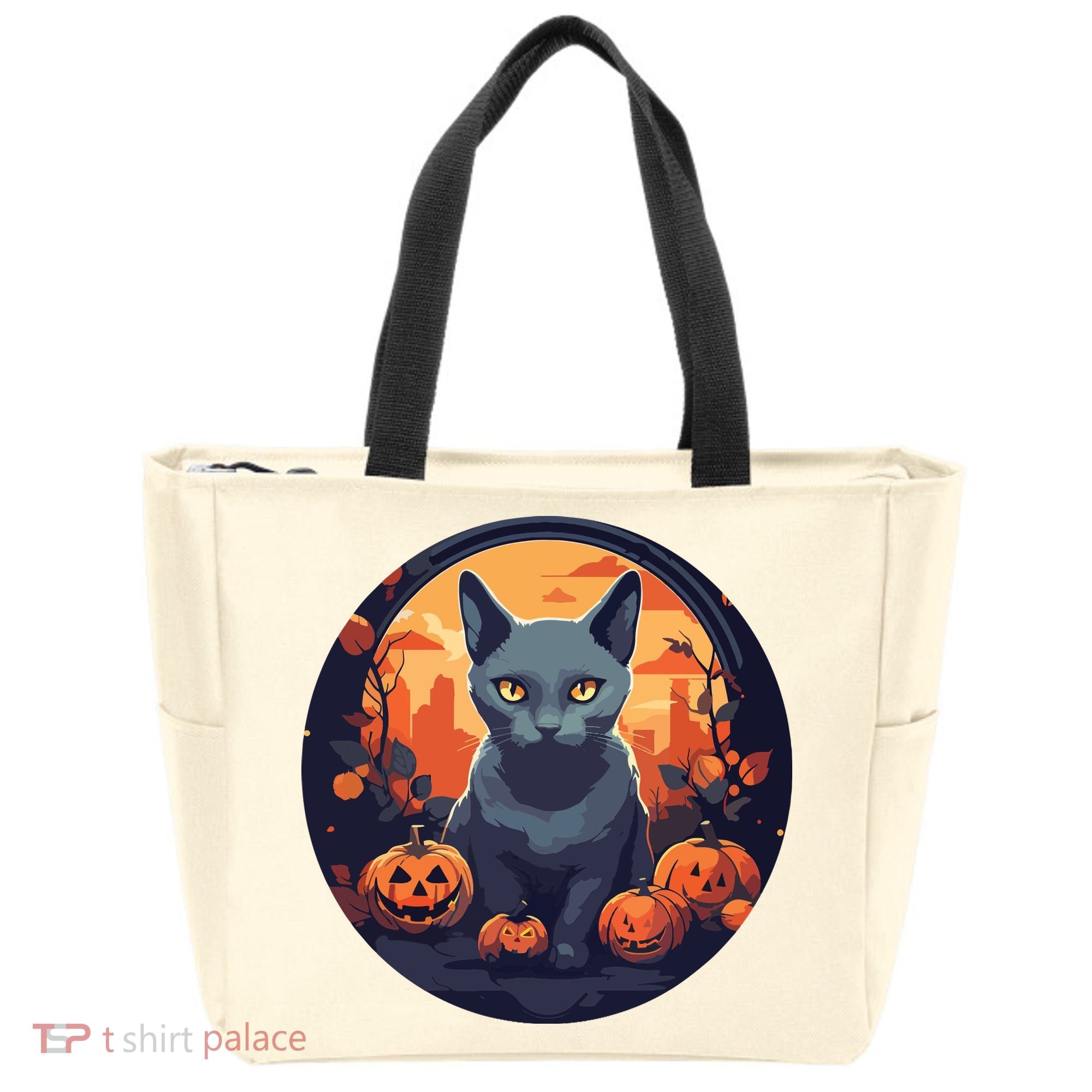 Russian Blue Cat Halloween Pumpkin Love Cats Tote Bag