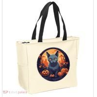 Russian Blue Cat Halloween Pumpkin Love Cats Tote Bag thumb 2