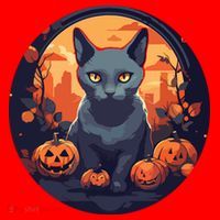 Russian Blue Cat Halloween Pumpkin Love Cats Santa Hat thumb 1