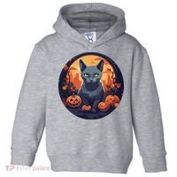 Russian Blue Cat Halloween Pumpkin Love Cats Toddler Hoodie thumb 0