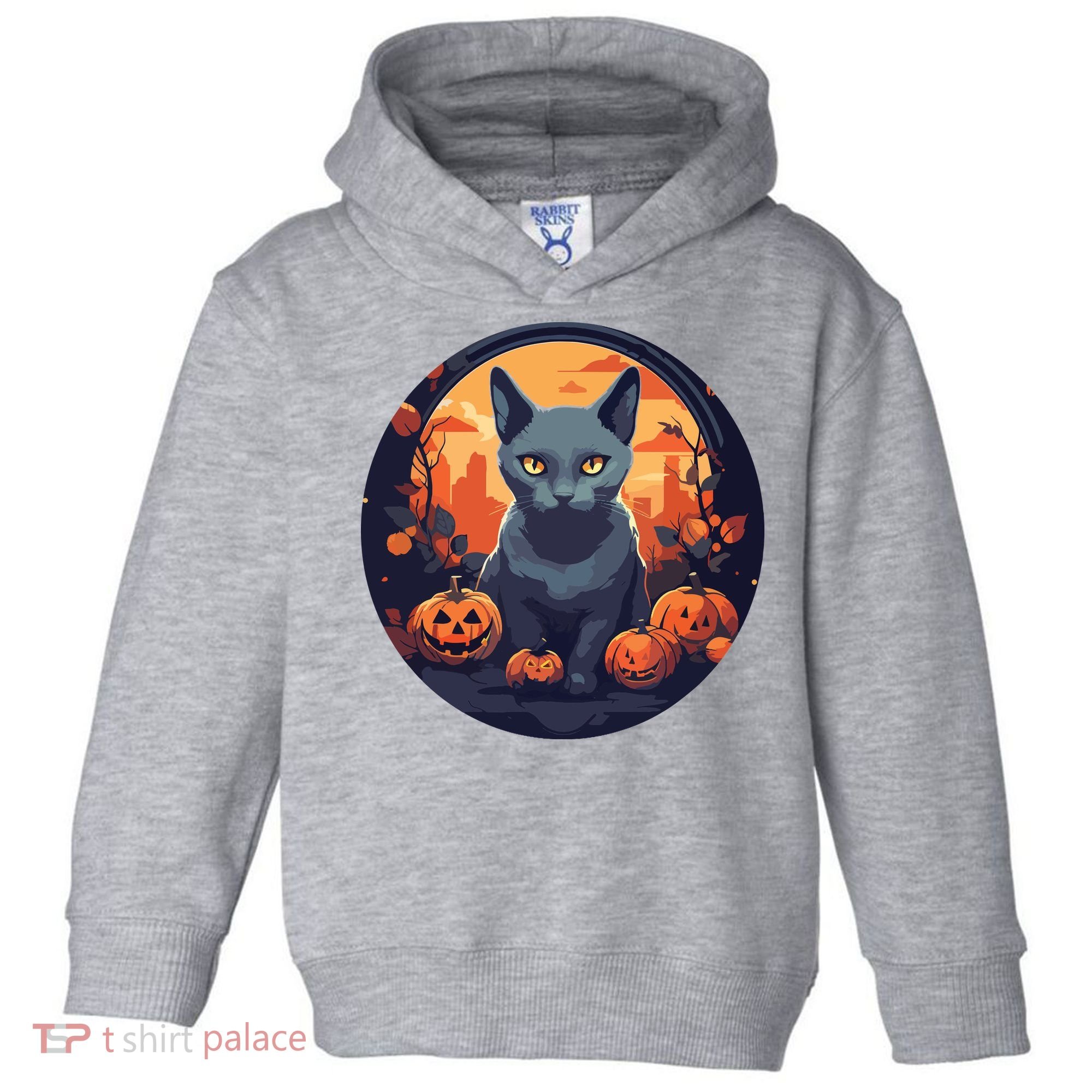 Russian Blue Cat Halloween Pumpkin Love Cats Toddler Hoodie