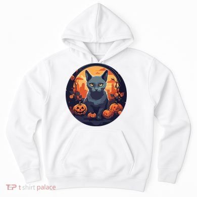 Russian Blue Cat Halloween Pumpkin Love Cats Hoodie