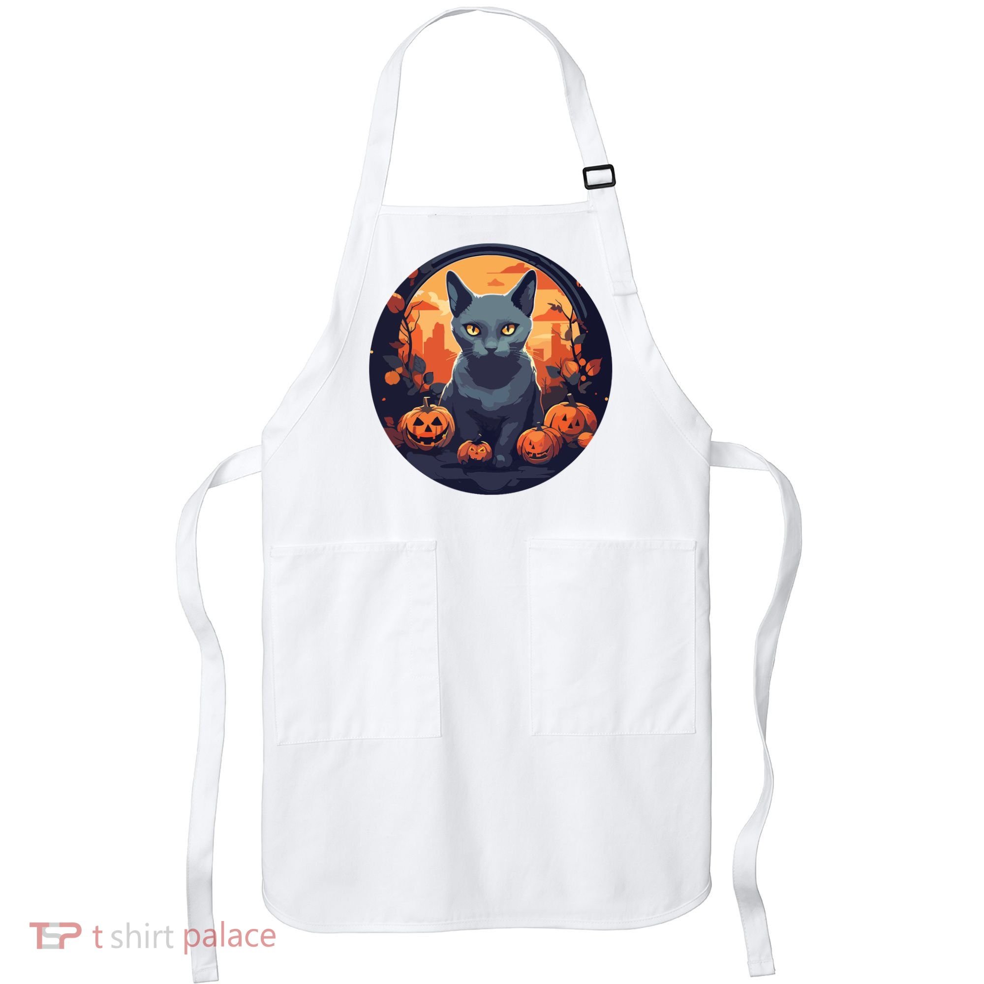Russian Blue Cat Halloween Pumpkin Love Cats Apron