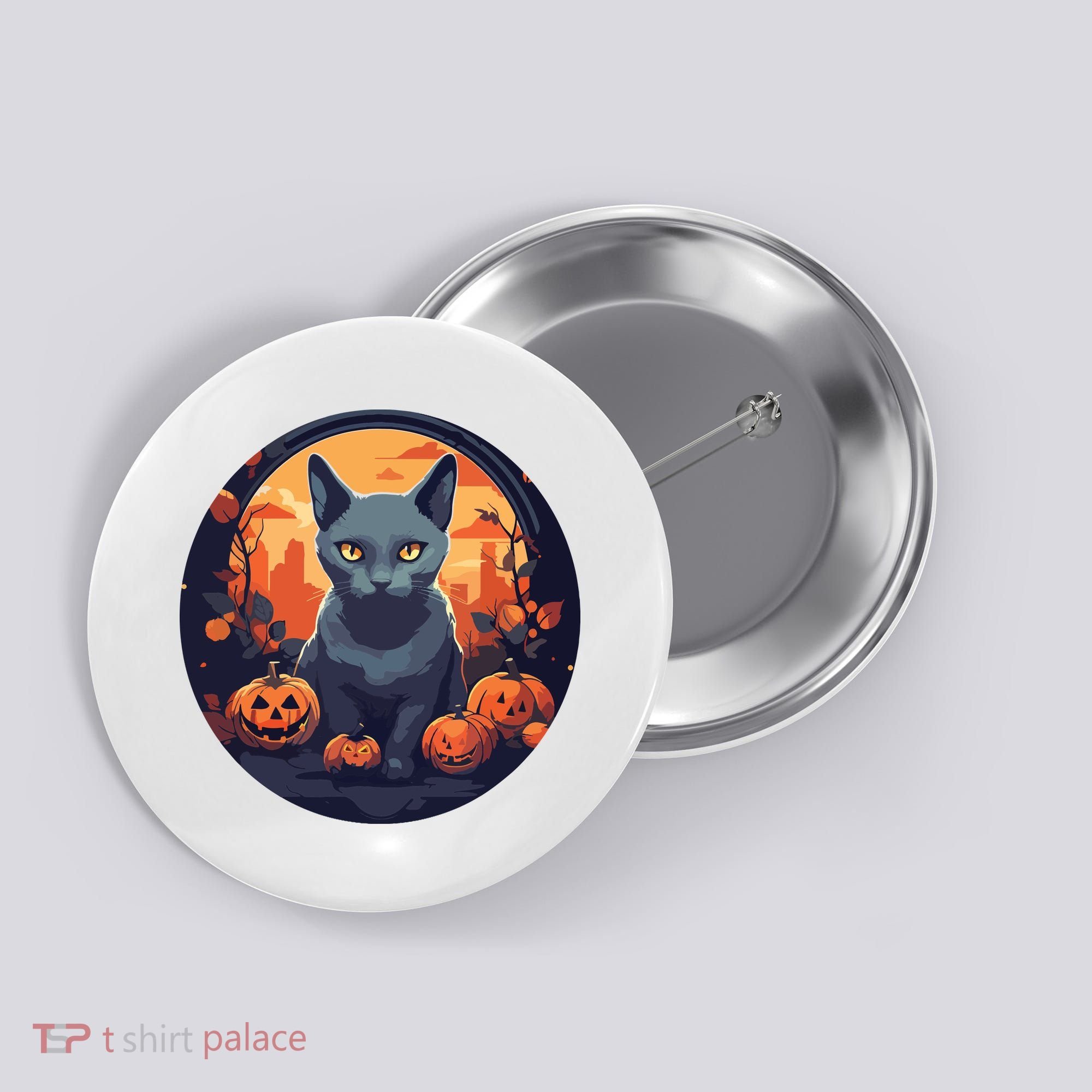 Russian Blue Cat Halloween Pumpkin Love Cats Button