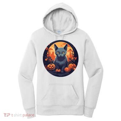 Russian Blue Cat Halloween Pumpkin Love Cats Women's Hoodie