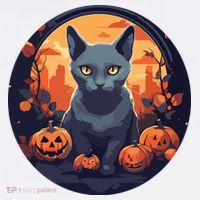 Russian Blue Cat Halloween Pumpkin Love Cats Women's Hoodie thumb 2