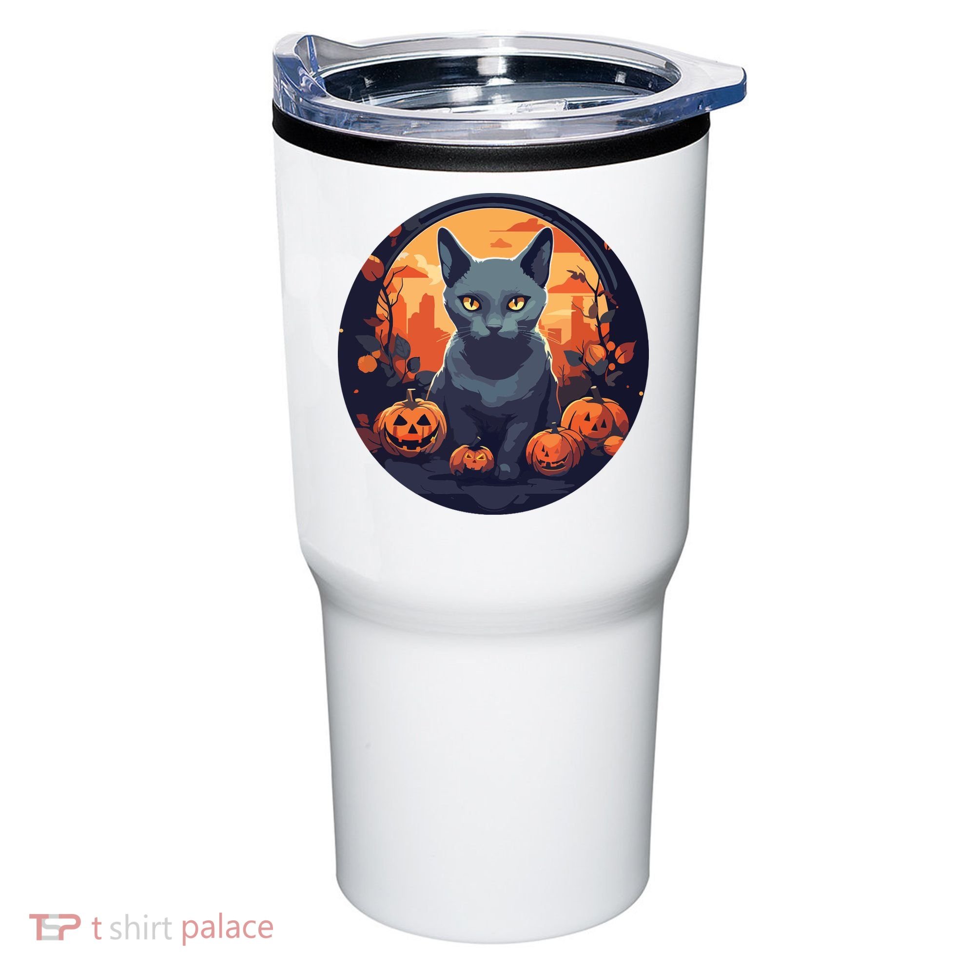 Russian Blue Cat Halloween Pumpkin Love Cats Tumbler
