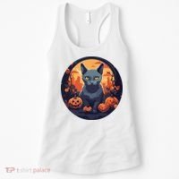 Russian Blue Cat Halloween Pumpkin Love Cats Women's Tank Top thumb 0