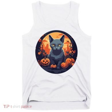 Russian Blue Cat Halloween Pumpkin Love Cats Tank Top